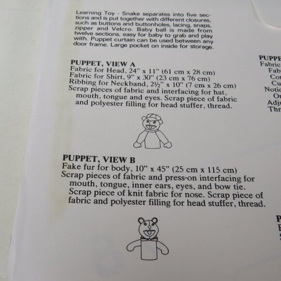 Kwik Sew 1217 Sewing Pattern NEW UNOPENED Puppet Theater & Puppets - Picture 5 of 7